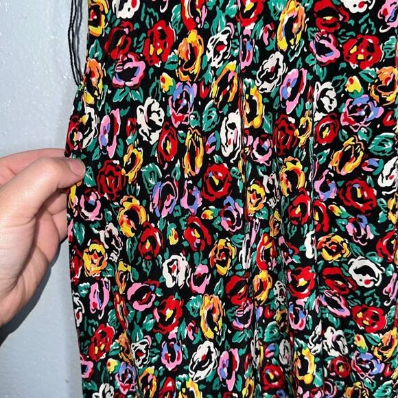 Outline Debora Kuchme Vintage Micro Floral Midi Dress Size 6 Red, Green, Black - Picture 11 of 12